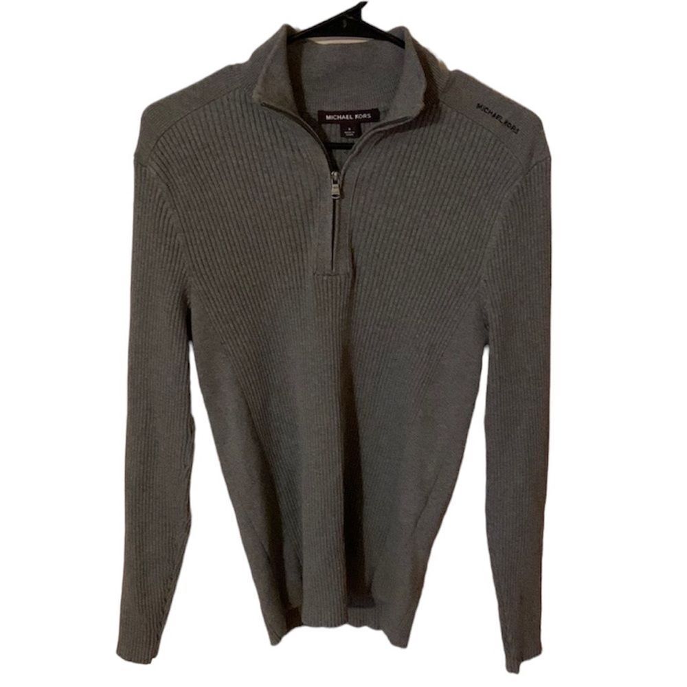 Michael Kors Resort 1 Ash Melange Sweater Mens Size S Knit 1/4 Zip Pullover